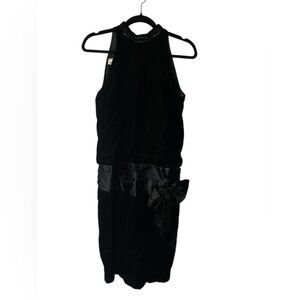 Gunne Sax Jessica McClintock Vintage High Neck Halter Black dress size 5